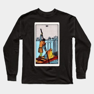 Card #55 - Six Of Swords - Rider Waite Smith Tarot Long Sleeve T-Shirt